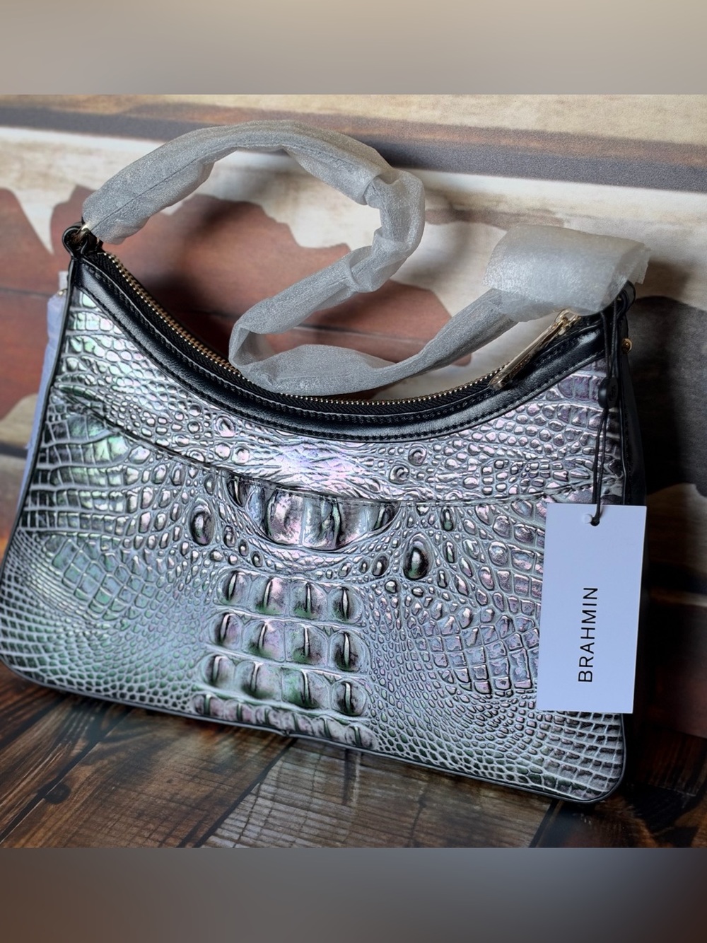 FIRM >> BRAHMIN NWT DUSK GLEAMING ESME SATCHEL ~ GENUINE LEATHER PRICE FIRM HTF - Picture 10 of 14